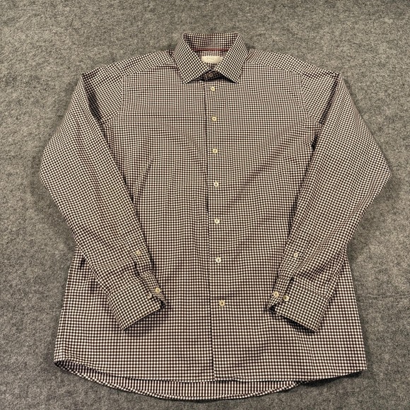 Eton Other - Eton Dress Shirt Mens Extra‎ Large Brown Gingham Check Long Sleeve Spread Collar